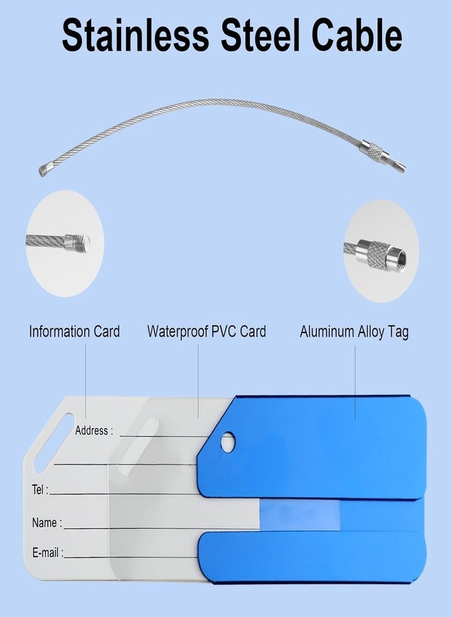 Evaluemart (Set of 4) Aluminum Alloy Metallic Luggage Tags Handle Wraps with Stainless Loop Anti-Break for Travel Identification Suitcase Bag Tag, School & Office Bags Mix Design and Colour - Image 4